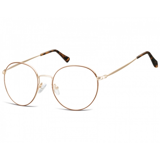 Lenonki okrągłe Okulary oprawki optyczne 915A złoto-brązowe